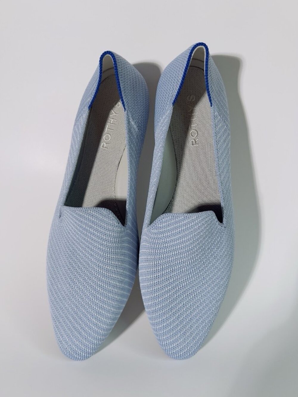 Rothy’s Women’s Light Blue Knit Slip On Flats Size 9 Comfort Shoes